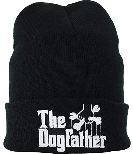 Stickad mössa: The Dogfather – Godfather Style rolig hund säger Dog Father Dog Papa hundägare hunduppfödare vintermössa/unisex/sjömansmössa/rullmössa arbetsmössa lång beanie mössa