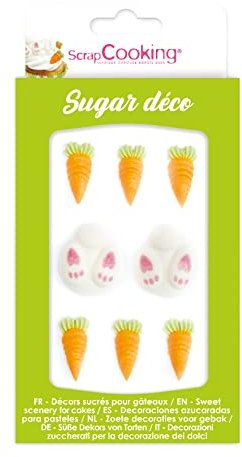 SCRAP COOKING Décosucres Lapin & Carottes Décorations Pâtisseries/Desserts/Gâteaux/Biscuits/Cupcakes/Anniversaires Pâques Printemps Cake Design 6992 1 Unité