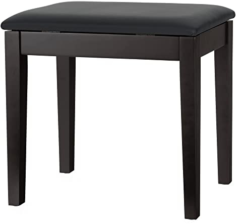 Classic Cantabile Pianobank Modell S - Stabiler Klavierhocker - Schwarze Sitzfläche aus Kunstleder - Ablagefach unter der Sitzfläche - Massive Holzkonstruktion - Rosenholz Matt