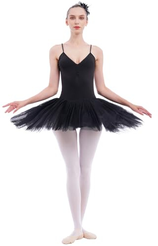 IBTOM CASTLE Femme Justaucorps Gymnastique Robe de Ballet sans Manches Costume de Danse Classique Ballet Ballerine Robe Tutu Performance S-XL Le Noir M