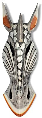 G6 Collection Wooden Tribal African Giraffe Mask Hand Carved Wall Plaque Hanging Home Decor Accent Art Unique Sculpture Decoration Handmade Handcrafted Decorative Pearl Motif (12 Tall)