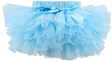 HOOLCHEAN Infant Toddler Baby Girls Super Soft Fluffy Tutu Skirt with Diaper Cover Bloomer Blue, 1-2T