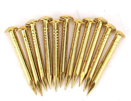 100Pcs Brass Nails, Brass Rosette Nails Rosette Pins Round Head Brass Brad Nail for Wood, for Hanging Picture Frame Mirrors Furniture Hinge Hardware Accessories (22mm Long, Bold)