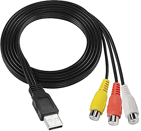 XMSJSIY USB zu RCA Kabel USB A 2.0 Stecker zu 3 RCA Stecker Jack Video Audio AV Composite Capture Card Splitter Adapter Kabel für TV/PC - 1.5m (USB Stecker auf 3RCA Buchse)