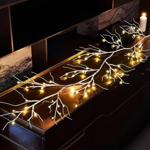 HoldOneLight 7.5FT Twinkling Tree Branch Light with Remote for Room and Home Warm White Wall Tree Lights Lighted Garland Indoor for Halloween Christmas Decorations (Twinkling Tree Branch Light)