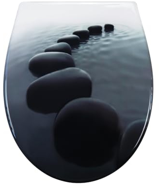 Fanmitrk Duroplast Toilet Seat Soft Close -Quick Release Toilet Lid with Top Fixing,Various Patterns to Choose from (UF819-32)