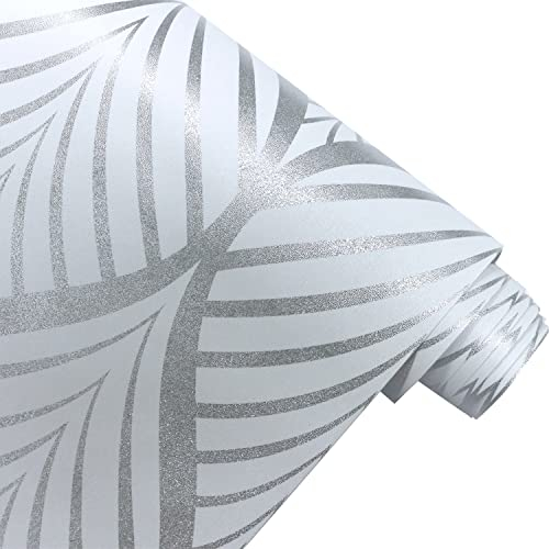 Yangfix Papel tapiz autoadhesivo para cocina, diseño de rayas plateadas, para paredes, sala de estar, 44,5 x 500 cm, adhesivo de plástico para decoración de puertas y armarios
