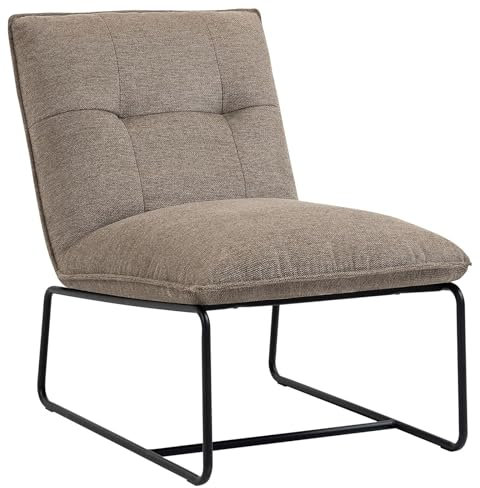 IDIMEX Fauteuil Strasbourg siège de Salon Relax, Assise et Dossier rembourré avec revêtement en Tissu Beige, piètement en métal Noir