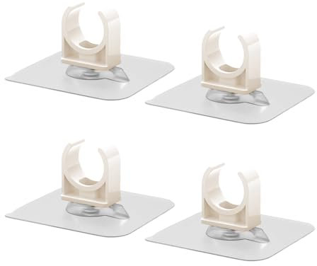 Hsthe Sea 4Pcs 40mm Self Adhesive Plastic Pipe Clips,360 Adjustable Hose Clips,PVC Water Pipe Clamps,White Snap in Design,for Fixing Bracket of Water Pipe