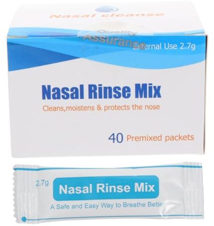 COLLBATH 40piezas Caja De Sobres De Sal Para Enjuague Nasal Mezcla Instantánea De Sal Fisiológica Sin Disolución Rápida Adecuada Para Lavado y Cuidado Nasal Diario y Profesional