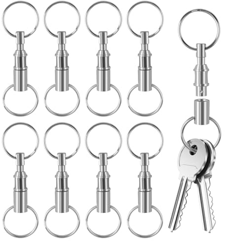 Foyods Lot de 8 porte-clés à fermeture rapide - En métal - Amovible - Porte-clés magnétique - Porte-clés avec double anneau - Pour clés, clés de voiture