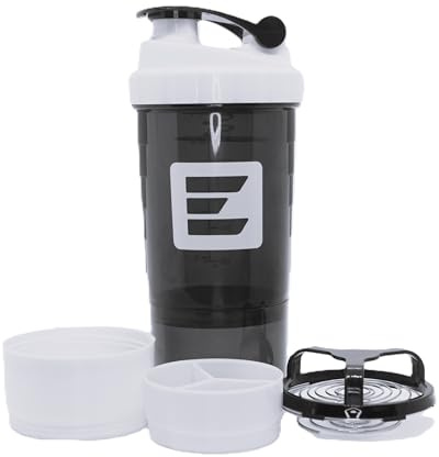 Generisk proteinskakare vit med fack proteinskakare flaska med mixer och förvaring – läckagesäker drickflaska för proteinshakes – bärbar shaker för fitness och sport – BPA-fri – 500 ml