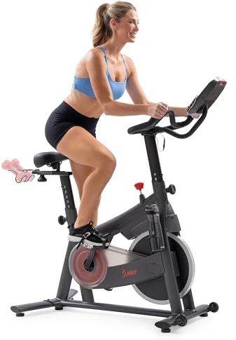 Sunny Health & Fitness PACE 300 Smart Magnetic Indoor Cycling Bike, Quiet Exercise for Home Gym Cardio Training, Ultimate Fit with Adjustable handle & seat, Free SunnyFit App Connection - SF-B124068