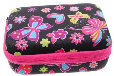 FIXOSHEE Boîte De Broderie Diamant Noire 15 Compartiments Et Bouteilles, Étui De Rangement Portable Rose Vif Fermeture Éclair, Accessoire De Point De Croix Pour Loisirs Créatifs Et Voyage