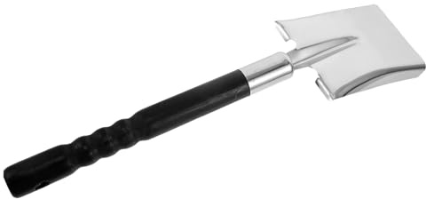 MUCKLILY Pelle à Cendres en Acier Inoxydable Épais pour Cheminée et Poêle à Bois Pelle de Jardin Multifonction Noire en Bois D’Ormeau Outil Extérieur pour Barbecue et Foyer Nettoyage