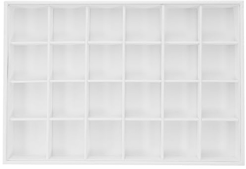 HEALEEP Vassoio Portagioie in Pelle Pu Bianco Grande da 24 Scomparti, Organizer per Cassetti Porta Anelli e Esposizione Gioielli per Uso Domestico e Vetrine Professionali