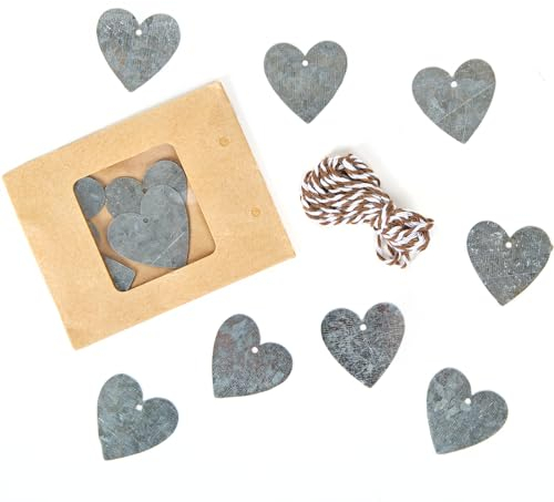 Streudeko Herzen, 12er Set: Tischdeko Herz Metall Klein, Mini Geschenk & Give-Away, Tisch-Deko Weihnachten & Silvester, Streuteile Dekorieren & Basteln, Anhänger Wichtelgeschenk, Silber, 3,5 cm