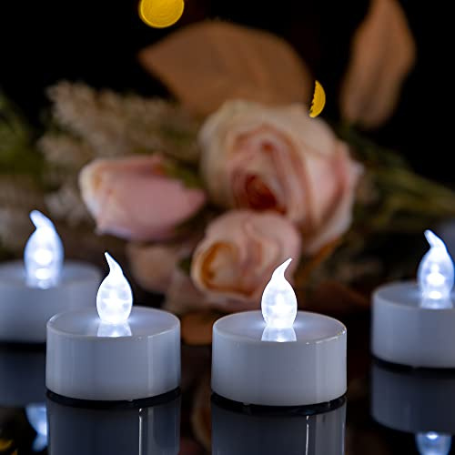 Kemanga Tea Lights, 24 Pack LED Candles No Flickering Flameless Candles, Realistic Battery Operated Fake Candle with Cool White Bulb Light for Christmas Halloween Decoration Festivals Wedding
