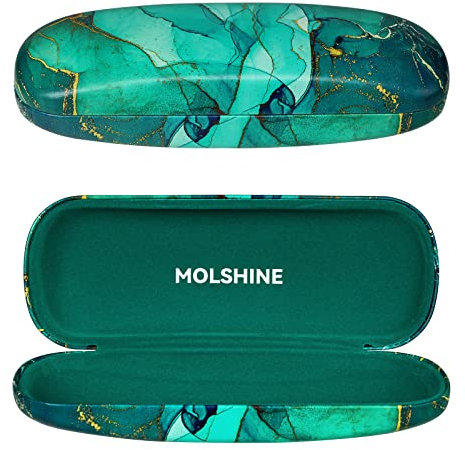 molshine Hartschalen-Brillenetui aus PU-Leder,tragbares Reise-Brillentasche für Männer,Frauen,Mädchen,Reisen,Studium,Arbeit(Grün)