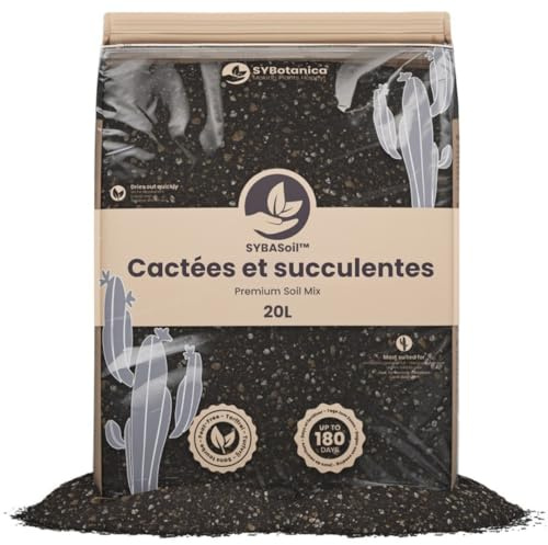 Sybotanica - Substrato para Cactus y Suculentas 20 L - Coco Premium para Aloe, Sansevieria y Más - Sin Turba - Abono Orgánico 180 Días - Ideal para Plantas de Interior