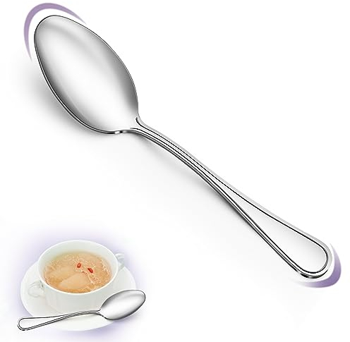 Gifcomda Set di 24 cucchiai da zuppa, in acciaio inox, lucidati a specchio, cucchiai da zuppa, cucchiai da zuppa, cucchiai per casa, ristorante, feste, lavabili in lavastoviglie (20 cm)