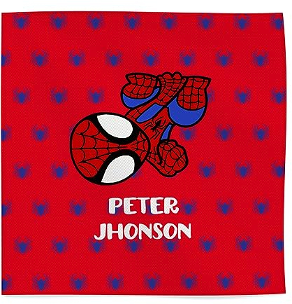 Wanapix | Servilleta de Tela Personalizada con Nombre | Servilleta para Niños |Colegio/Guardería/Infantil/Primaria | Apto Lavadora | 45x45 cm | Spider