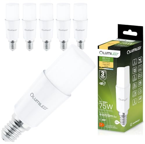 Lumiled 6x E14 LED Lampen Stabform 10W (75W) LED Stick Birnen Glühbirne 1055lm Warmweiß 3000K Maiskolben Leuchtmittel Energiesparlampe Blendfreie Beleuchtung für Leselampe T45 Stablampe