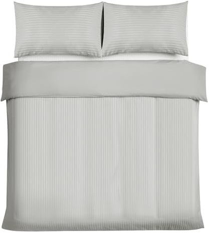 Good Nite Juego de Funda de edredón para Cama Doble, de Microfibra cepillada, 3 Piezas, con Fundas de Almohada, ultrasuave, con Correas en Las Esquinas (Gris Claro, Doble)
