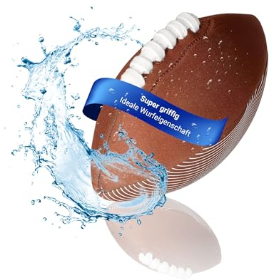 Neopren Mini American Football 'Touchdown' - Aufblasbarer Wasserball für Erwachsene & Kinder - Ideal für Strand, Freibad, Garten oder Meer - Strandball mit griffiger Oberfläche, Farbe:blau/grün
