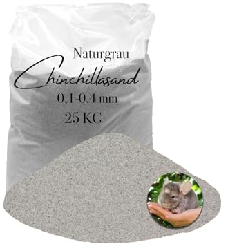 Aquagran Chinchilla Sand 25 kg hellgrauer 0,1-0,4 mm Badesand Sandbad hocherhitzt keimfrei samtweich