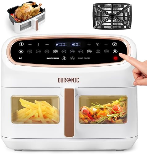 Duronic Air Fryer with XL Drawer AF14 WG, Family Sized Multi Cooker with Visual Window, 1x10L Large Drawer for Roast Potatoes, Chips, Chicken, Pastries, Cakes & Bakes