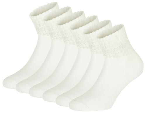 PIKY PACK 6 PAIA Calze Slouchy, Calzettoni Donna, Calze Cotone, Calzini per Sneakers, Calze Donna Cotone, Calze Caldo Cotone, Calzini Corti (Bianco, Taglia Unica)