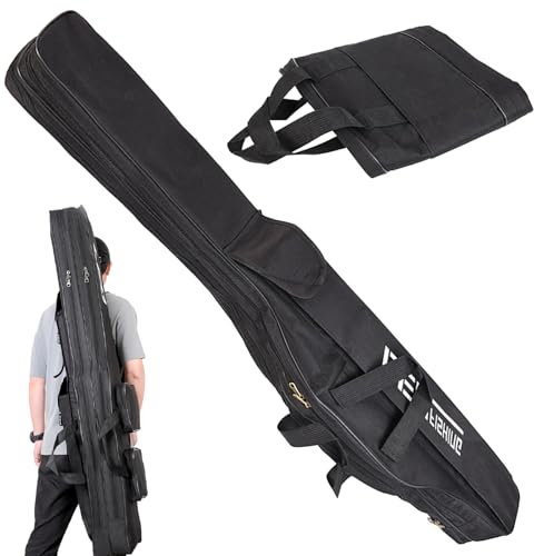 3 Lagige Angeltasche, Rutentasche, Angelruten Tasche, Angelrutentaschen, Faltbarer Angelrute Tasche, Fishing Rutentasche, Fishing Bag Für Angelruten Angelgerät Reise Aufbewahrungstasche (Schwarz)