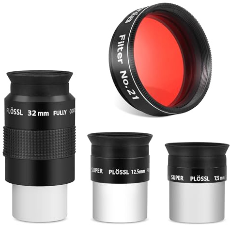 Astromania 1.25 Color/Planetary Filter - #21 Orange - Bundle with - SPL Eyepiece Set 1.25 Inch 7.5 12.5 32mm