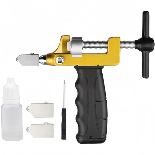 2 in 1 Glass Tile Cutter Breaker with Oiling Hole,Tungsten Hand Portable Glass knife,Manual Hand Glass Cutting Tool Kit for Home DIY Cutting Breaking Glass,Mirror,Ceramic Tile,Glazed Tile (Type A)