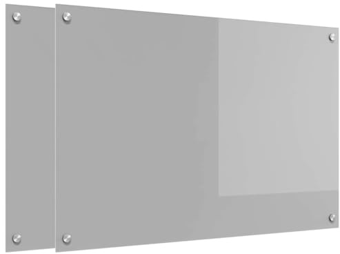 vidaXL Küchenrückwand 2 pcs Hellgrau 90 x 60 cm Gehärtetes Glas, Moderne Küchenrückwand, langlebiger hitzebeständiger Glas-Schutz, schlankes Upgrade für den Kochbereich, minimalistisches Schutzpanel
