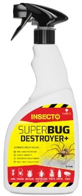 Super Bug Destroyer 500ml Dual Action Flying & Crawling Insect Killer Spray HSE 10669 Approved Cypermethrin Pyrethrum Formula Fast Knockdown Long-Lasting Odourless Surface Spray for Home & Commercial