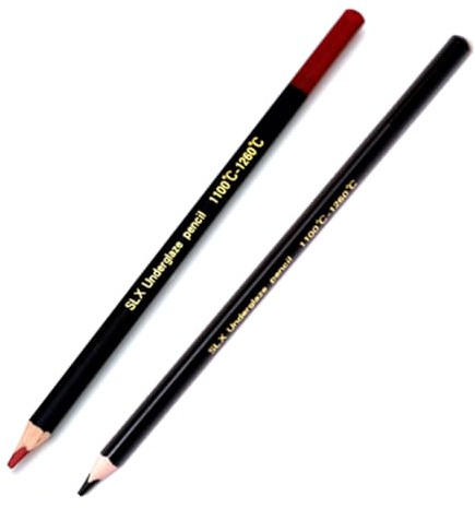Tsudoku Matite Sottosmalto per Ceramica, 2 Matite (Inchiostro/Vermiglio), Strumenti da Colorare per Pittura su Ceramica