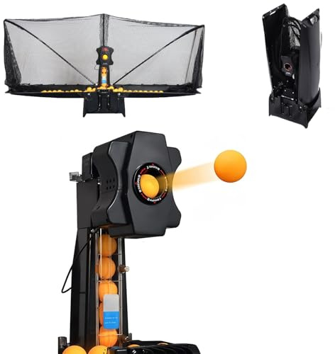 Table Tennis Robot/Ping Pong Ball Machine,Automatic Table Tennis Machine for Training/Tabletop Table Tennis Games with Customize Spin, Frequency, Ball Speed,Landing, Height