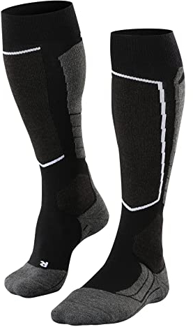 FALKE Herren Skisocken SK2 Intermediate Wool M Kh Wolle Funktionsmaterial warm dick 1 Paar, Schwarz Black-Mix 3010, 46-48