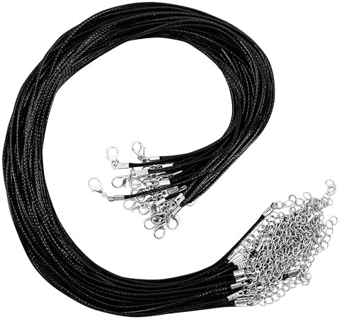 Kurtzy Svart Polyester Halsband med Kedja och Hummerklämma (25 Pack) – 42,5 cm – Stor DIY Smyckesgörnings Rep för Tråd Hänge Halsband, Armband & Fotlänkar