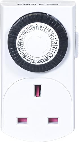 Eagle 24 Hour Segment Energy Saving Plug in 230V 13A Timer Switch, Easy to Use and Programme For Security, Festive and Everyday Use