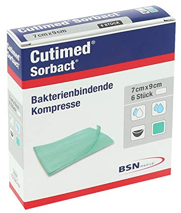 Cutimed, Sorbact Kompressen 7 x 9 cm 300 g, Weiss, 6 stück