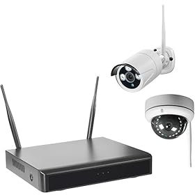 WLAN-NVR med 2 radiouttagbara kameror WR100B+WR100D, 2 TB hårddisk HDD WiFi