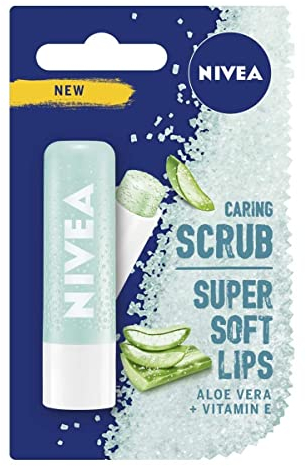 NIVEA 2in1 Aloe Vera Lippenpeeling (4,8 g), pflegender Lippenbalsam mit Aloe Vera und Vitamin E, sanftes Peeling für superweiche Lippen, intensive Lippenpflege, kein Abwischen nötig