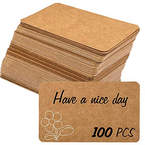 Nettbe 100pcs 3.54x2 Blank Kraft Paper Business Card, Words Message Notes paper Tags, Mini Craft Cardboard Festival gifts