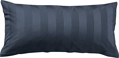 Erwin Müller Mako-Damast Zusatz-Kissenbezug, Kissenhülle Fürth mit Streifen anthrazit Größe 40x80 cm - temperaturausgleichend, Kochfest, mit Reißverschluss, 100% Baumwolle