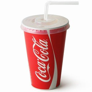 Thali Outlet - 500 x 16oz 400ml Coke Design Paper Cups & Slot Lids for Fast Food Restaurants Parties Events - Cold Drinks