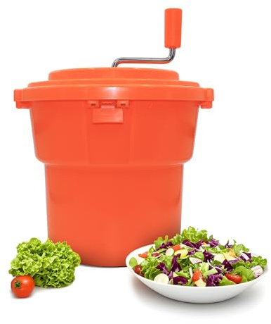 CMI 2.5 Gal/10 Qt Large Commercial Salad Spinner Jumbo Manual Lettuce Dryer-Dries up to 4 Heads of Lettuce, Orange (SP-9.5)