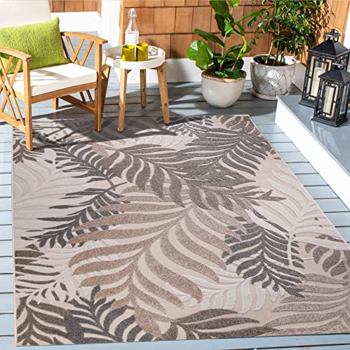 SANAT Outdoor Teppich Wetterfest - Outdoorteppiche für den Innen und Außenbereich, Balkon Teppich Wasserabweisend, Strapazierfähige Teppiche für Terrasse Garten und Wohnzimmer, Creme 240 x 330 cm